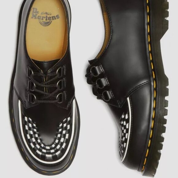 Dr. Martens Ramsey Black White Smooth Leather Creepers Women Size 6 NEW - Picture 2 of 6